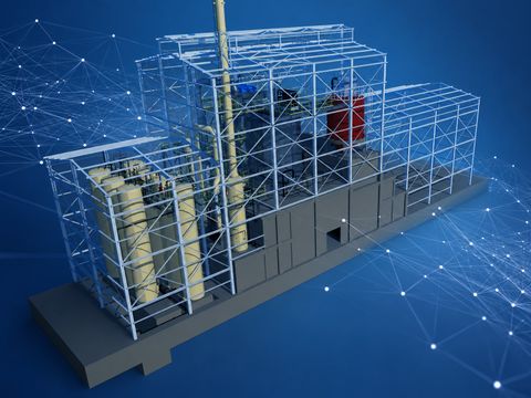 Modelo 3D de uma planta spray roaster de óxido de ferro